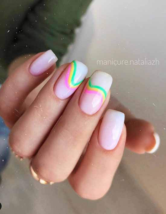 Rainbow manicure: new items, beautiful nail art in the photo