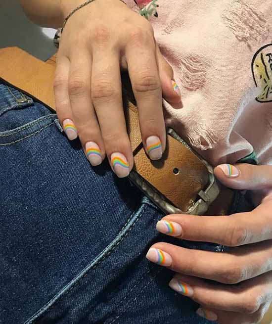 Rainbow manicure: new items, beautiful nail art in the photo