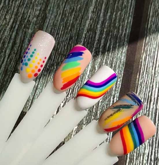 Rainbow manicure: new items, beautiful nail art in the photo