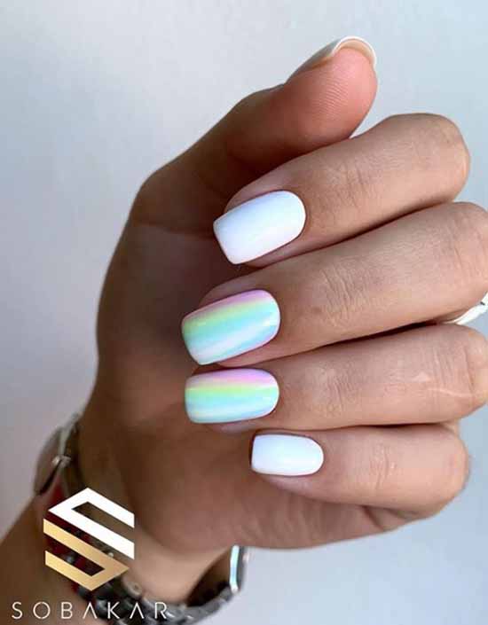 Rainbow manicure: new items, beautiful nail art in the photo