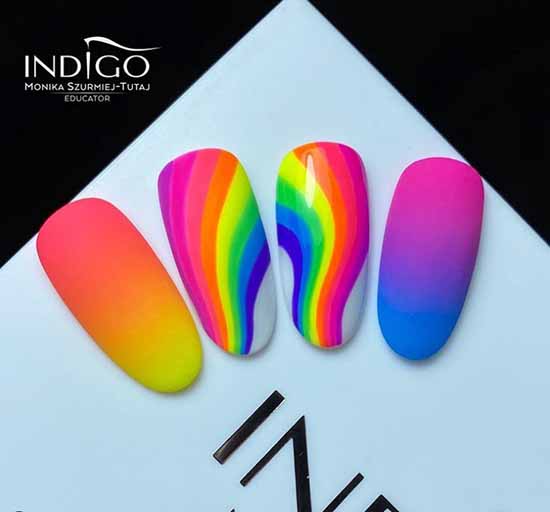 Rainbow manicure: new items, beautiful nail art in the photo