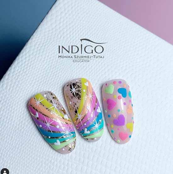 Rainbow manicure: new items, beautiful nail art in the photo