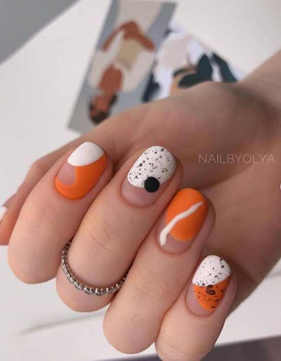 Short manicure on oval nails