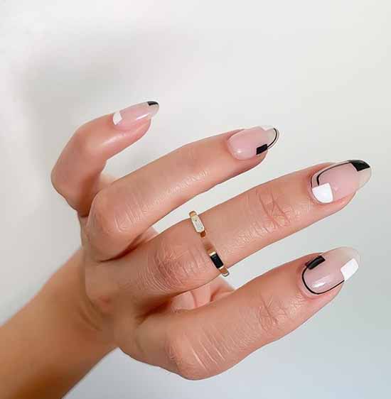 Geometric manicure oval nails