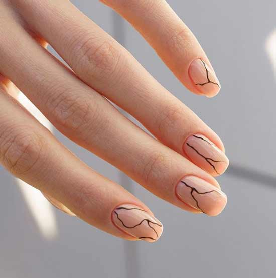 Delicate nude nail design