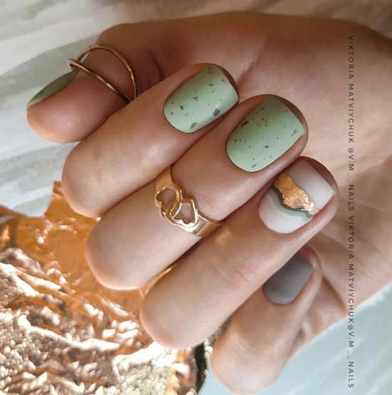 Delicate mint manicure