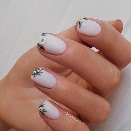 Delicate milky nail design