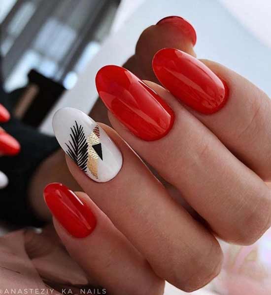 Red manicure with a slider