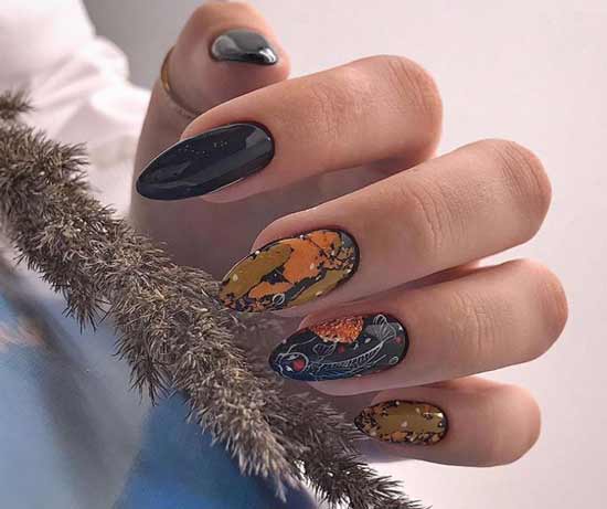 Black and orange manicure photo