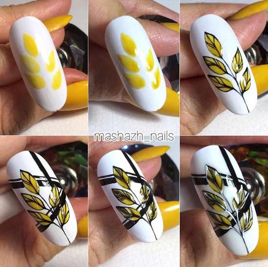 Autumn drawings on nails