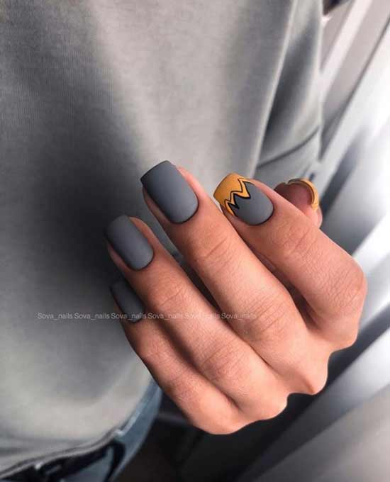 Gray manicure for medium nails