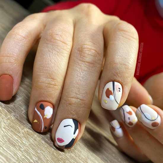 Autumn manicure in brown shades