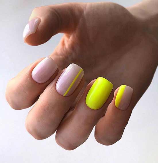 Nail design with neon stripes