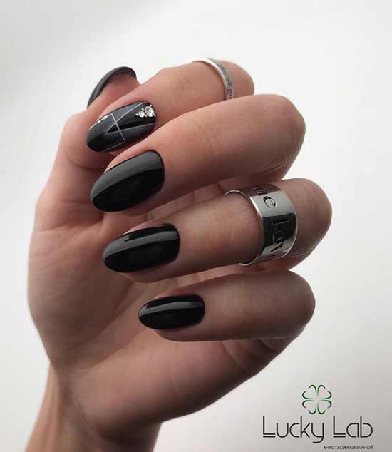 Black everyday nail design: 100 stylish new products in the photo