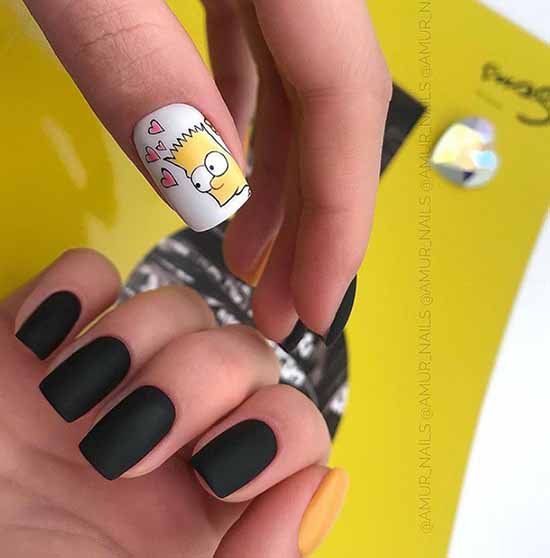 Black everyday nail design: 100 stylish new products in the photo