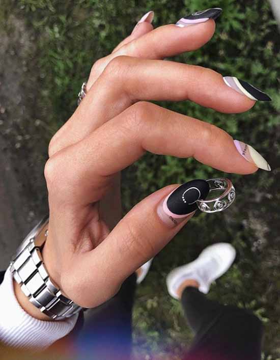 Black everyday nail design: 100 stylish new products in the photo