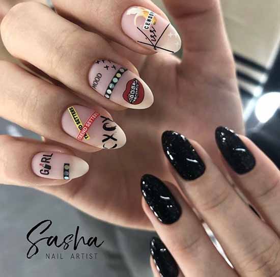 Black everyday nail design: 100 stylish new products in the photo