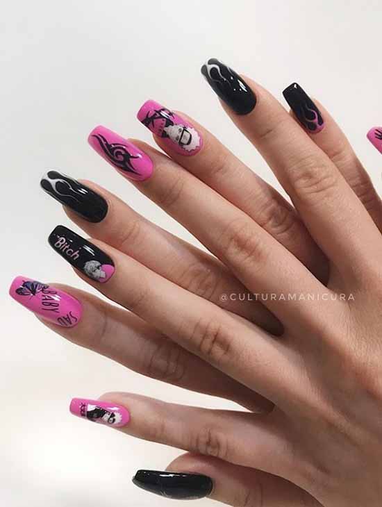 Black everyday nail design: 100 stylish new products in the photo