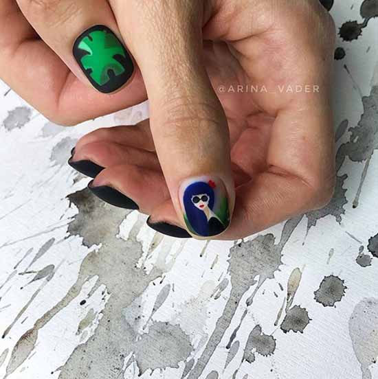 Dessins d'ongles noirs et verts