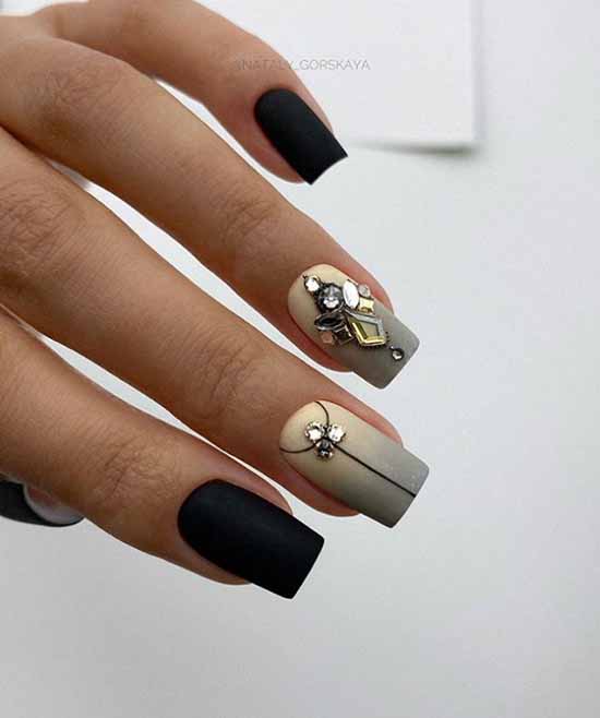 Black everyday nail design: 100 stylish new products in the photo