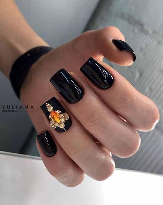 Black everyday nail design: 100 stylish new products in the photo