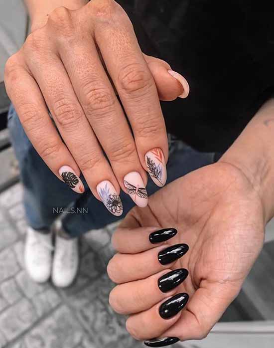 Black everyday nail design: 100 stylish new products in the photo