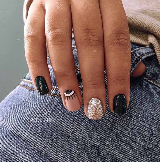 Black everyday nail design: 100 stylish new products in the photo