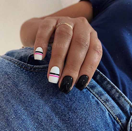 Black everyday nail design: 100 stylish new products in the photo