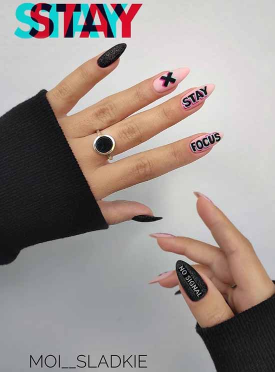 Black everyday nail design: 100 stylish new products in the photo