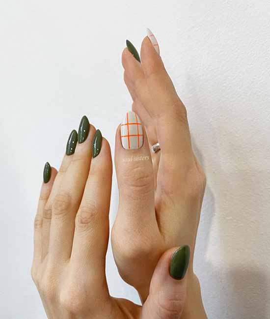 Dessins d'ongles verts d'automne