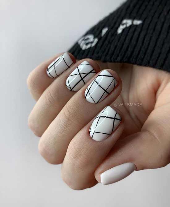 White checkered manicure