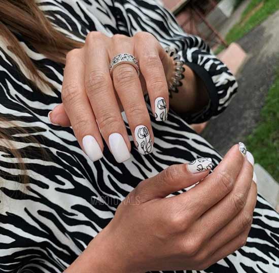 White manicure graphic drawings