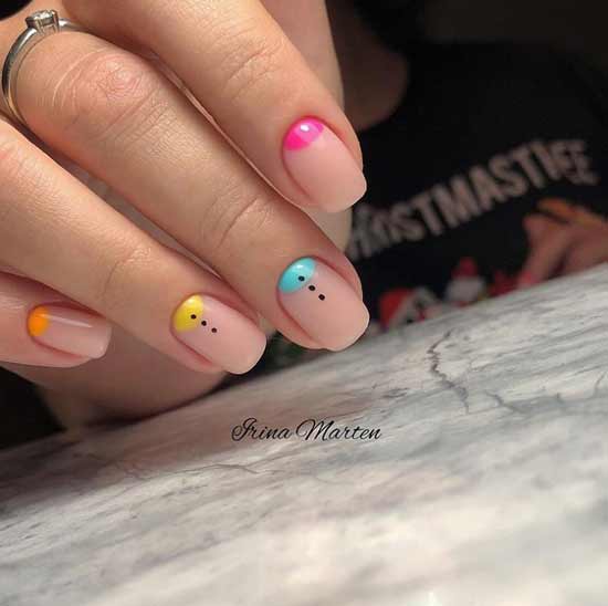 Multicolored moon manicure