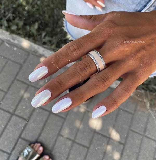 White manicure with rub