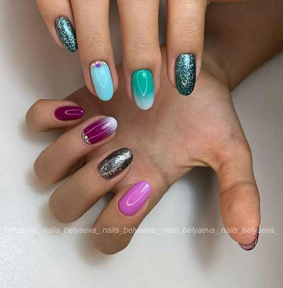 Multi-colored ombre on nails