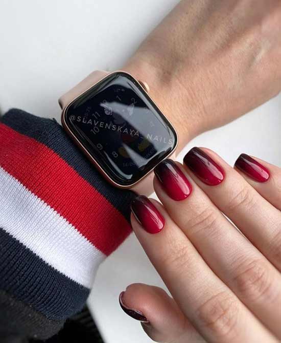 Burgundy ombre on nails