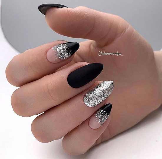 Black glitter manicure photo