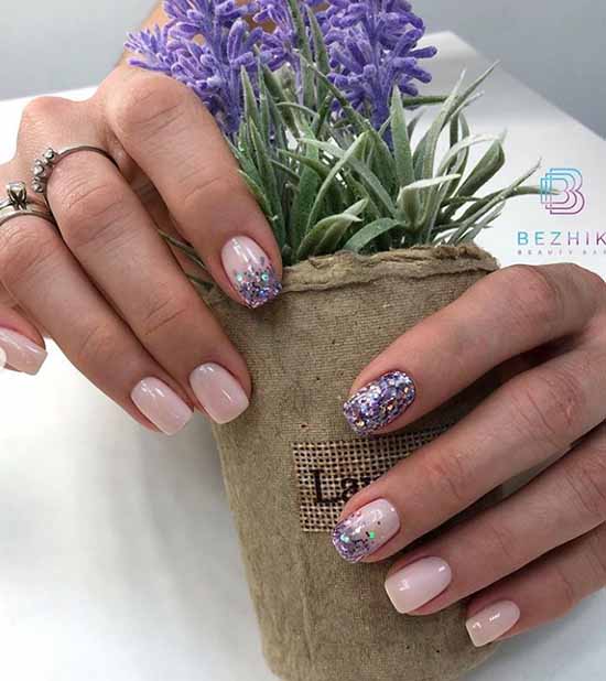 Manucure avec des paillettes sur le bout des ongles : photos, nouveautés