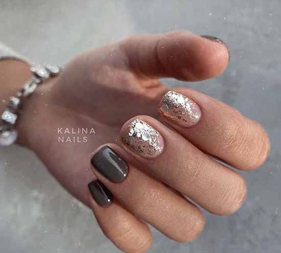 Manucure avec des paillettes sur le bout des ongles : photos, nouveautés