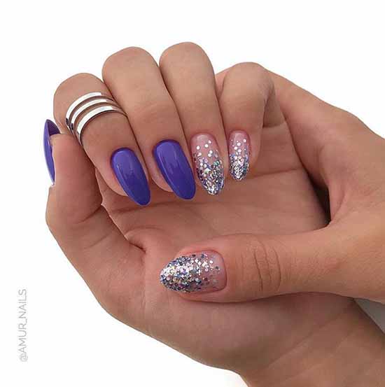 Manucure avec des paillettes sur le bout des ongles : photos, nouveautés