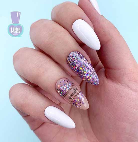 Manucure avec des paillettes sur le bout des ongles : photos, nouveautés