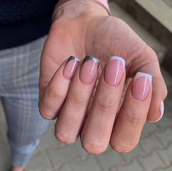 Manucure avec des paillettes sur le bout des ongles : photos, nouveautés