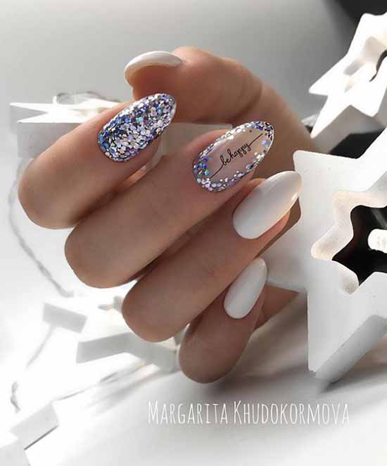 Manucure avec des paillettes sur le bout des ongles : photos, nouveautés