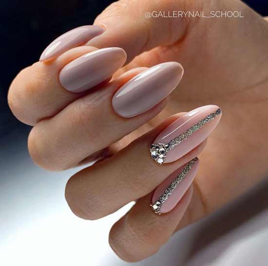 Long nails design with sequins and rhinestones