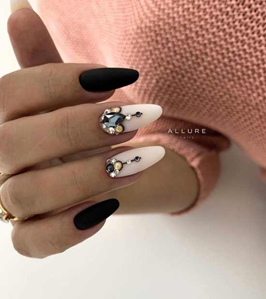 Black and white design with rhinestones