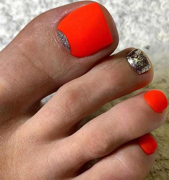 Bright glitter pedicure