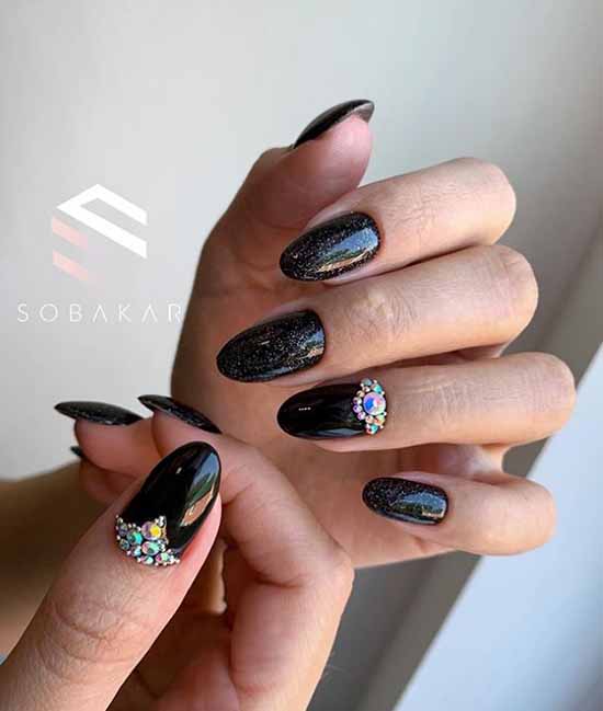 Black manicure for long nails: photo, new beautiful design