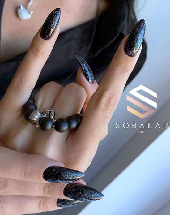 Black manicure for long nails: photo, new beautiful design