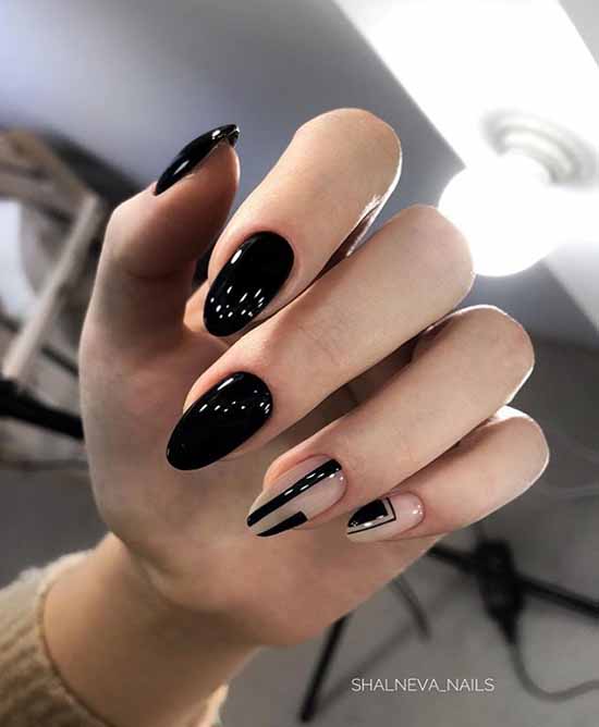 Black manicure for long nails: photo, new beautiful design