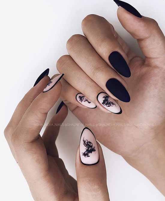 Black manicure for long nails: photo, new beautiful design